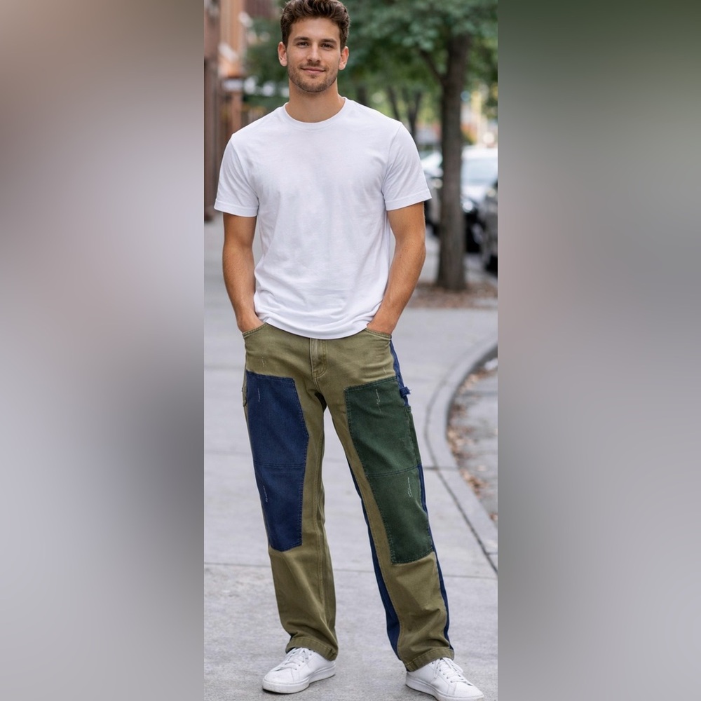 GUESS Century Carpenter‎ Pants Patchwork Utility Workwear Straight 32